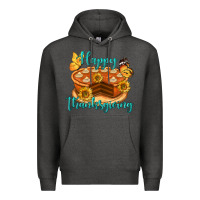 Charcoal Heather Happy Thanksgiving Pumpkin Pie Premium Hoodie - LillyAllenDesigns