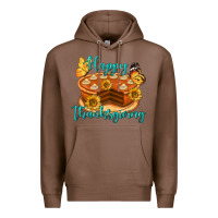 Chestnut Happy Thanksgiving Pumpkin Pie Premium Hoodie - LillyAllenDesigns