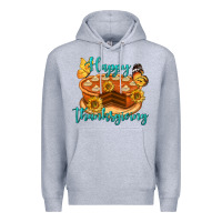 Heather Grey Happy Thanksgiving Pumpkin Pie Premium Hoodie - LillyAllenDesigns