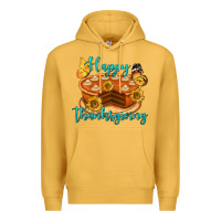 Mustard Happy Thanksgiving Pumpkin Pie Premium Hoodie - LillyAllenDesigns