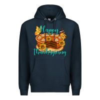 Navy Happy Thanksgiving Pumpkin Pie Premium Hoodie - LillyAllenDesigns