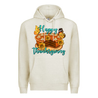 Oatmeal Heather Happy Thanksgiving Pumpkin Pie Premium Hoodie - LillyAllenDesigns