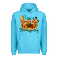 Ocean Blue Happy Thanksgiving Pumpkin Pie Premium Hoodie - LillyAllenDesigns