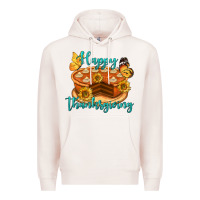 Pale Pink Happy Thanksgiving Pumpkin Pie Premium Hoodie - LillyAllenDesigns