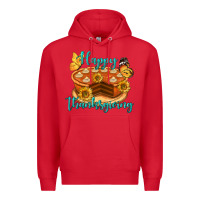 Red Happy Thanksgiving Pumpkin Pie Premium Hoodie - LillyAllenDesigns