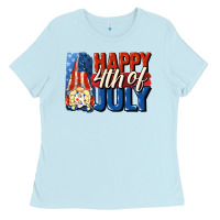 Baby Blue Happy 4th of july gnome Ladies Tee - CowGirlArtShop