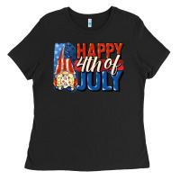 Black Happy 4th of july gnome Ladies Tee - CowGirlArtShop