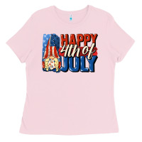 Bubblegum Pink Happy 4th of july gnome Ladies Tee - CowGirlArtShop