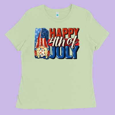 Happy 4th Of July Gnome Ladies Tee Designed By Cowgirlartshop