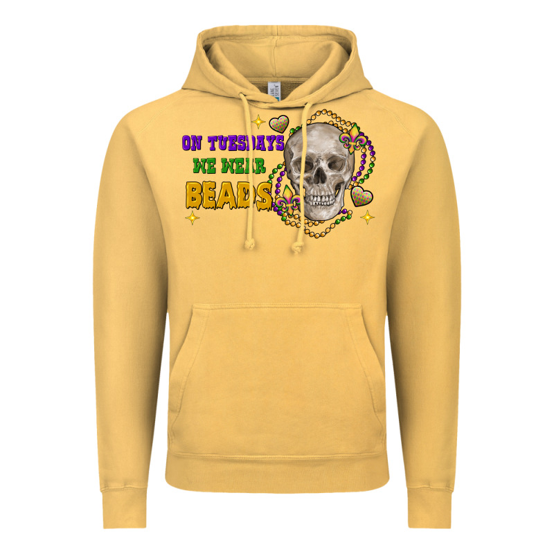 On Tuesdays We Wear Beads Skull Vintage Hoodie by FaDigitalArtStudio | Teevron