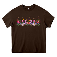Chocolate Brown wild flowers Heavy Core Tee - TumblerDesignByShophia