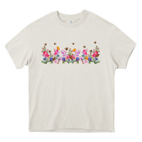 Cream wild flowers Heavy Core Tee - TumblerDesignByShophia