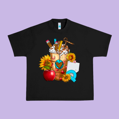 Teacher Cold Drink Frappe With Sunflowers Urban Heavy Tee Designed By Fadigitalartstudio