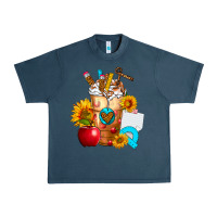 Midnight Navy teacher cold drink frappe with sunflowers Urban Heavy Tee - FaDigitalArtStudio