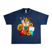 Navy teacher cold drink frappe with sunflowers Urban Heavy Tee - FaDigitalArtStudio
