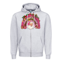 Heather Grey pink christmas rainbow Zipper Hoodie - AdoDesignShop