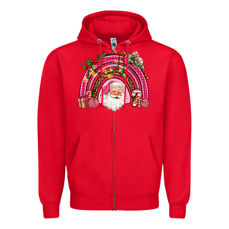 Pink Christmas Rainbow Zipper Hoodie by AdoDesignShop | Teevron