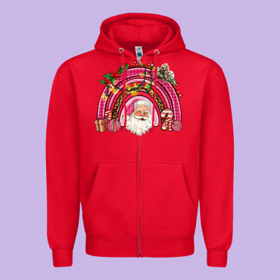 Pink Christmas Rainbow Zipper Hoodie Designed By Adodesignshop