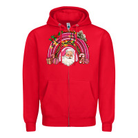 Red pink christmas rainbow Zipper Hoodie - AdoDesignShop