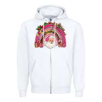 White pink christmas rainbow Zipper Hoodie - AdoDesignShop