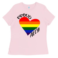 Bubblegum Pink proud ally lgbt heart gay pride month Ladies Tee - artisFamous