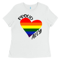 White proud ally lgbt heart gay pride month Ladies Tee - artisFamous