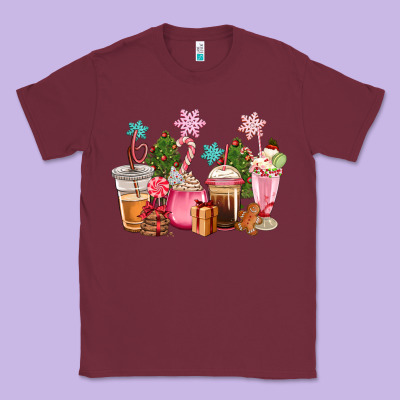 Pink Christmas Coffe Cups Classic Tee Designed By Cowgirlartshop