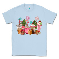 Dusty Blue pink christmas coffe cups Classic Tee - CowGirlArtShop