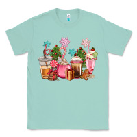 Seafoam pink christmas coffe cups Classic Tee - CowGirlArtShop