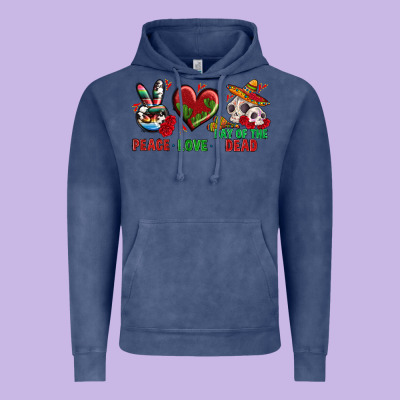 Peace Love Day Of The Dead Vintage Hoodie Designed By Bundleandbundleshop