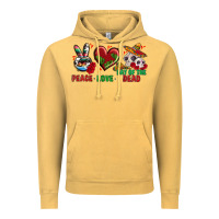 Vintage Mustard Peace Love Day Of The Dead Vintage Hoodie - BundleAndBundleShop