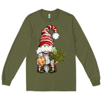 Army Green Christmas Gnome With Cookie Long Sleeve Tee - BundleAndBundleShop