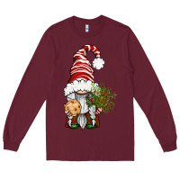 Burgundy Christmas Gnome With Cookie Long Sleeve Tee - BundleAndBundleShop