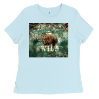 Baby Blue Stay wild Bear tumbler Ladies Tee - HowdyJamesFarm