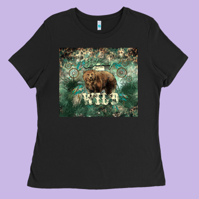 Stay Wild Bear Tumbler Ladies Tee Designed By Howdyjamesfarm