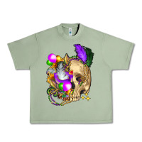 Oil Green mardi gras skull Urban Heavy Tee - FaDigitalArtStudio