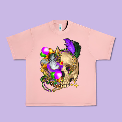 Mardi Gras Skull Urban Heavy Tee Designed By Fadigitalartstudio