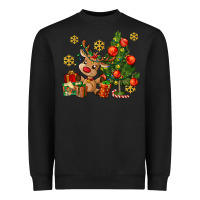Black reindeer and christmas tree Heavyweight Sweatshirt - AdoDesignShop