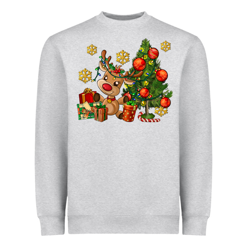 Reindeer And Christmas Tree Heavyweight Sweatshirt by AdoDesignShop | Teevron