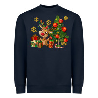 Navy reindeer and christmas tree Heavyweight Sweatshirt - AdoDesignShop