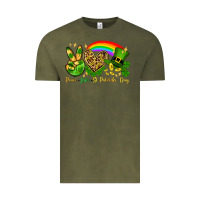 Vintage Olive Peace love St. Patrick's Day Vintage Tee - OliviaCreatesArt