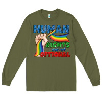 Army Green Human Rights Are Not Optional Long Sleeve Tee - BundleAndBundleShop