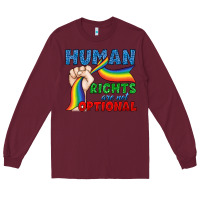 Burgundy Human Rights Are Not Optional Long Sleeve Tee - BundleAndBundleShop