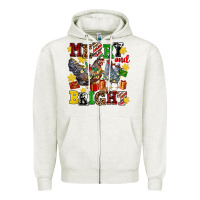 Oatmeal Heather chicken merry and bright Zipper Hoodie - AdoDesignShop