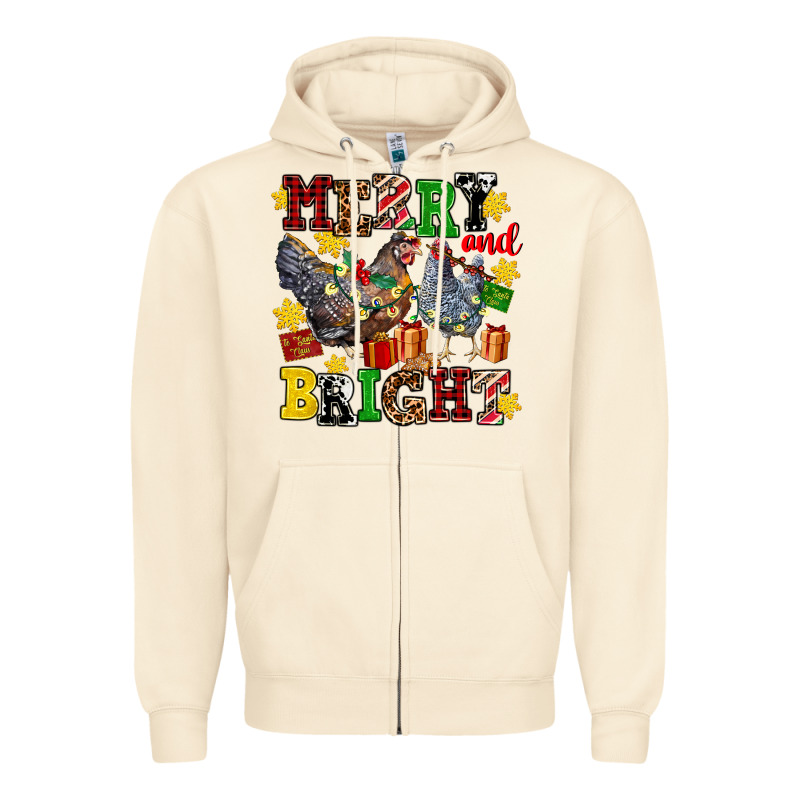 Chicken Merry And Bright Zipper Hoodie by AdoDesignShop | Teevron