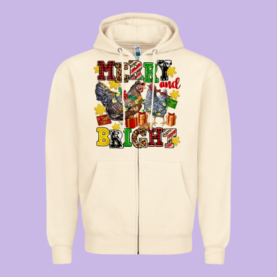 Chicken Merry And Bright Zipper Hoodie Designed By Adodesignshop