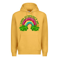 Mustard Happy St. Patrick's Day Rainbow And Shamrock Premium Hoodie - RanaPortraitStore