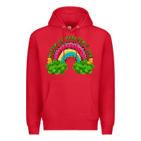 Red Happy St. Patrick's Day Rainbow And Shamrock Premium Hoodie - RanaPortraitStore