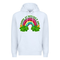 White Happy St. Patrick's Day Rainbow And Shamrock Premium Hoodie - RanaPortraitStore