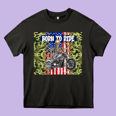 Born To Ride Heavy Core Tee Designed By Tumblerdesignbyshophia